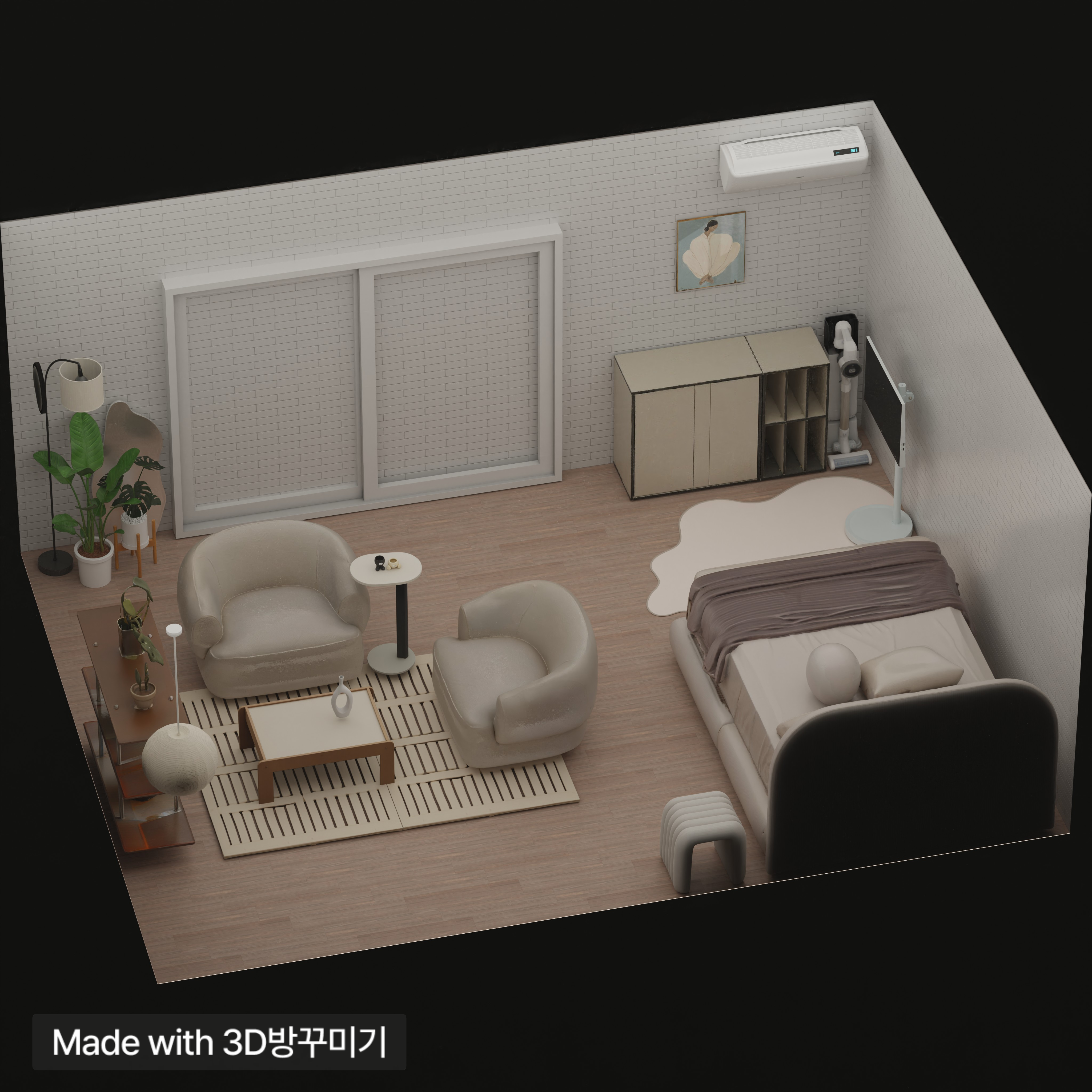 居間兼寝室です:D
 #3D Room Decorating #10평미만 #Furniture Arrangement #Interior #Pocket Room #Room Decorating #3D Mobile